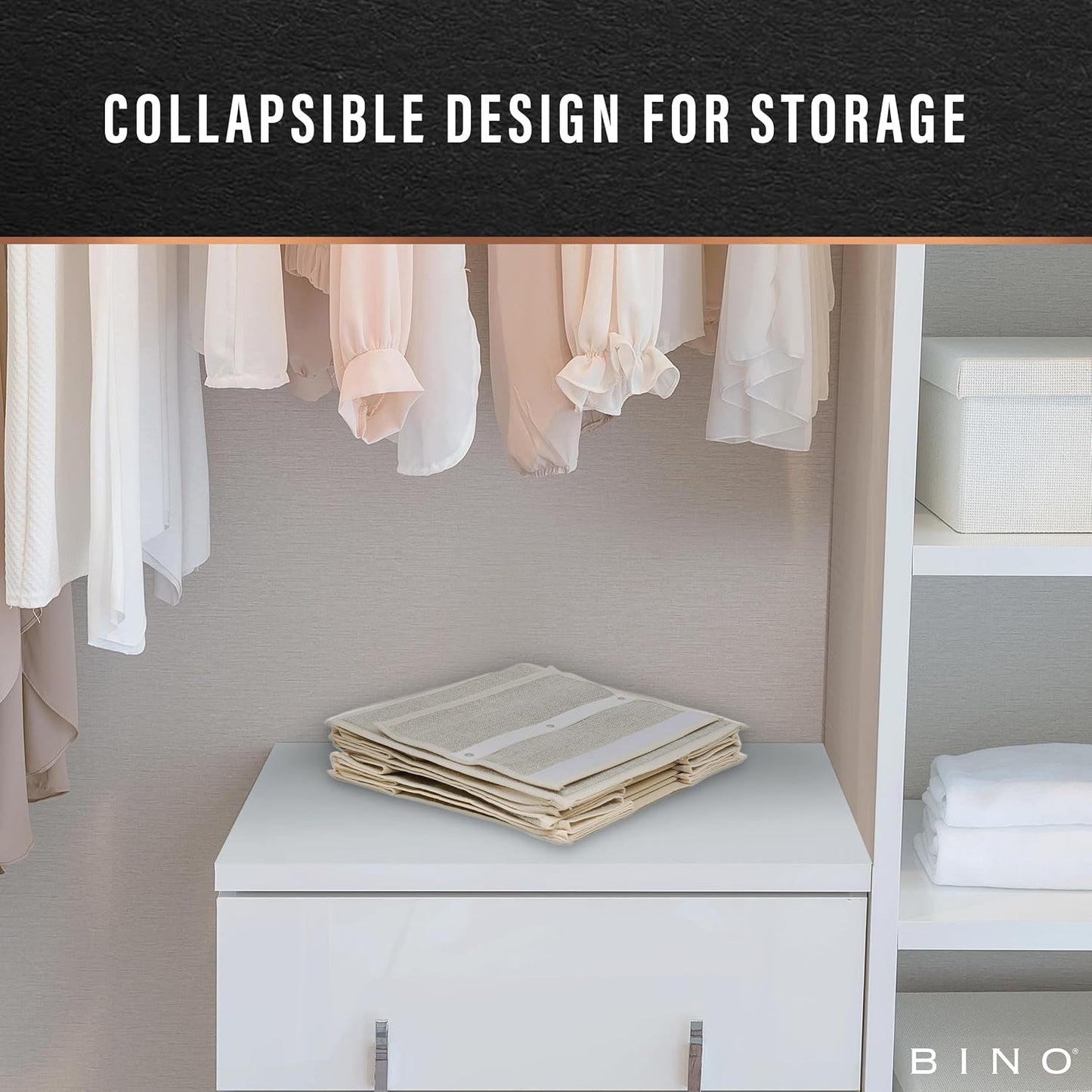 BINO 10-Shelf Shoe Closet Organizer - Beige | Closet Hanging Organizer | Hanging Shoe Rack Storage & Organizer for Bedroom | Hanging Shelves | Portable Closets for Hanging Shoes | Room Essentials