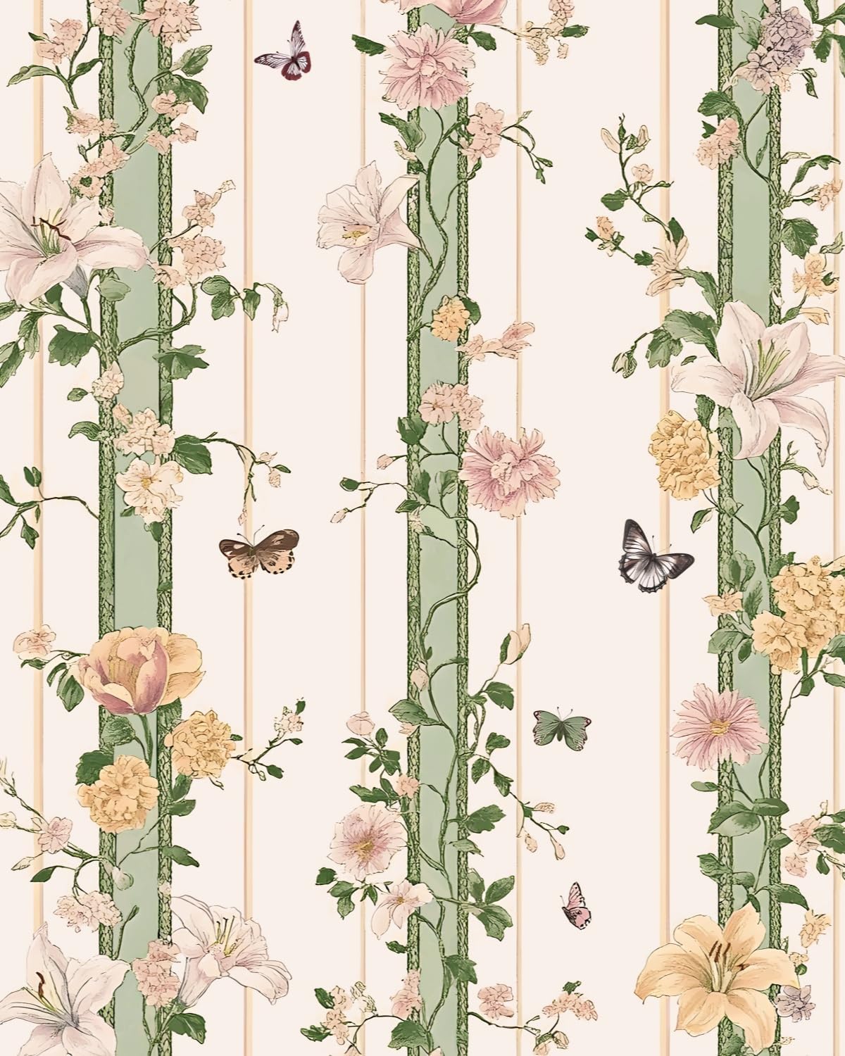 BOKEBEVE Leaves Contact Paper Floral Wallpaper Stick and Peel Boho Damask Wall Paper for Liner Drawer Cabinet Backsplash Renter Friendly Waterproof 17.5 x 118In