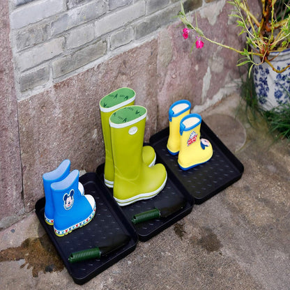 QPEY Boot Mat Tray, 3 Pack Black Multi-Function 13.7" x 10.8" x 1.2" Boots Drying Pad, Dog or Cat Bowl Pad, Garden- Mudroom, Entrance Passage, Garage-Indoor and Outdoor