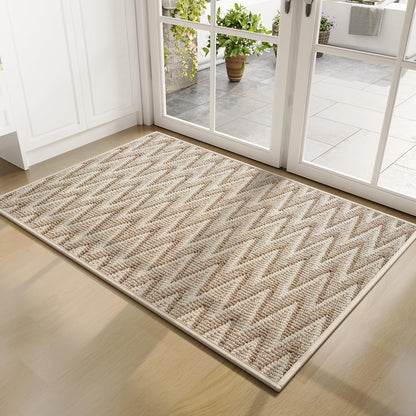 Door Mat 17"x30",Door Mat Indoor Entrance Dirt Resistant and Absorbent Non-Slip Rubber Backing Front Door Mats Washable Low-Profile Indoor Mats for Entryway, Inside Entrance Easy Clean Gray