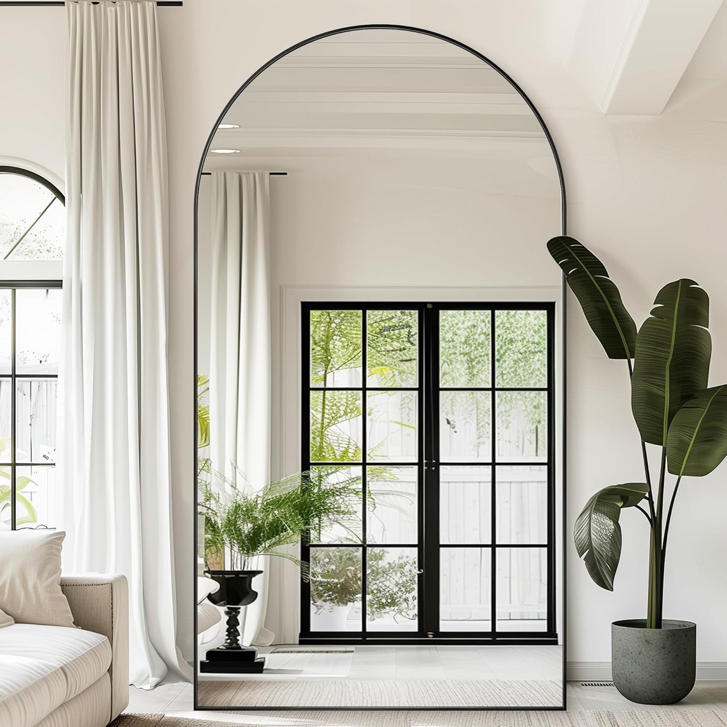 Antok 58" x19” Arched Full Length Floor Mirror, Gold Aluminum Frame, Free Standing/Wall Mount/Leaning for Bedroom, Living Room, Dressing Room