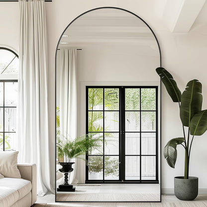 Antok 58" x19” Arched Full Length Floor Mirror, Gold Aluminum Frame, Free Standing/Wall Mount/Leaning for Bedroom, Living Room, Dressing Room