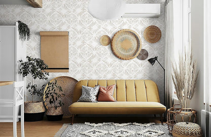 Boho Wallpaper Neutral Peel and Stick Wallpaper 78.7"x17.3" Geometric Wall Paper Beige and White Contact Paper Textured Removable Vinyl Waterproof for Bedroom Farmhouse Kitchen Bathroom