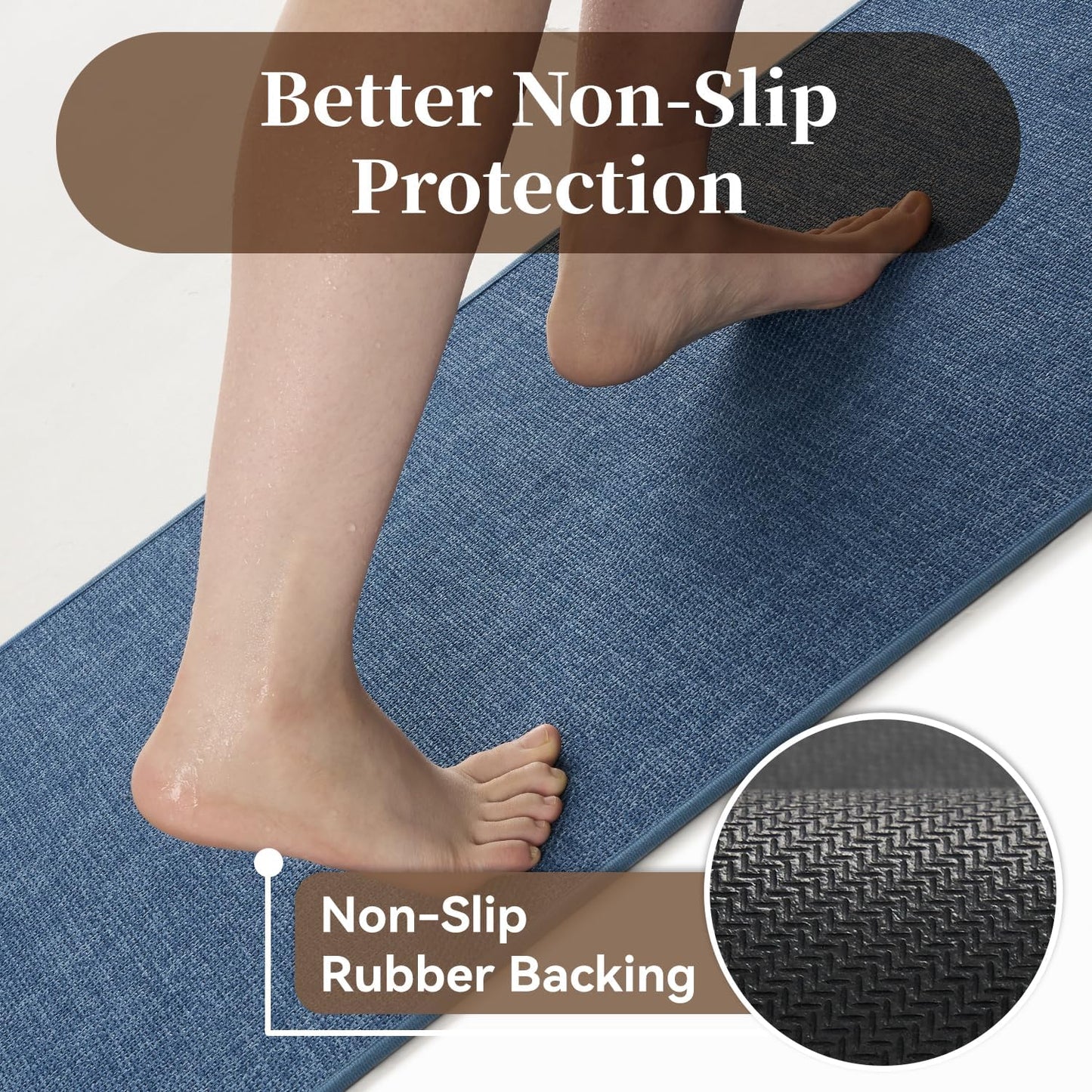 MontVoo Bath Mat Rug-Ultra Thin Non Slip Bath Mats for Bathroom Mat Quick Dry, Rubber Backing Washable Bathroom Rugs Fit Under Door, Absorbent Bath Rugs for Floor,17"x24",Khaki