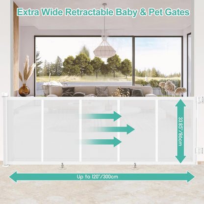 71 inch Retractable Baby Gates, EZIGO Extra Wide Baby Gate for Large Opening Extra Long Mesh Gate for Kids or Pet Dog Gate Child Safety Gate for Stairs Hallways Doorway Indoor Outdoor, Gray