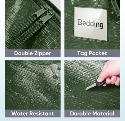 TICONN 4 Pack Extra Large Moving Bags Heavy Duty with Zippers & Carrying Handles, Durable Storage Bags Moving Boxes for Closet Organizers and Storage (4 Pack, Blue)