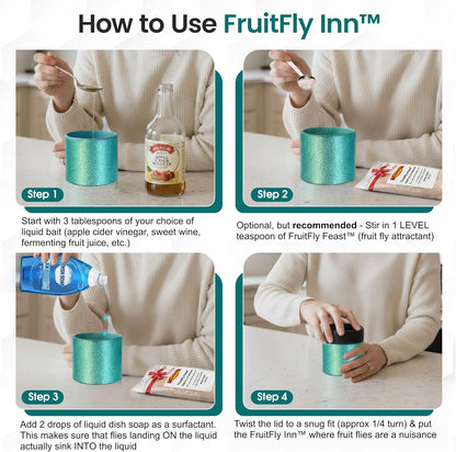 FruitFly Inn™ Decorative Fruit Fly Trap – Functional Art that Actually Works Indoors – Patent-Pending ScentVents™ for Over 6X Greater Scent Release, Escape-Proof, Dishwasher-Safe