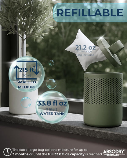 Absodry by Torrbollen Moisture Absorber 1.3lb Bag — Dehumidifier for Bedroom, Electricity & Battery Free Dehumidifiers for Home, Air Freshener and Purifier for Home Up to 90 Days, 269 ft² (White)