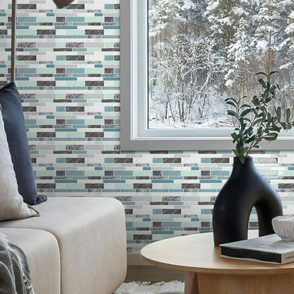 10-Sheet Peel and Stick Kitchen Backsplash Tiles | 3D Waterproof Self Adhesive Wall Tile Stick on Backsplash for Kitchen and Bathroom(Sage Green,12"×12")