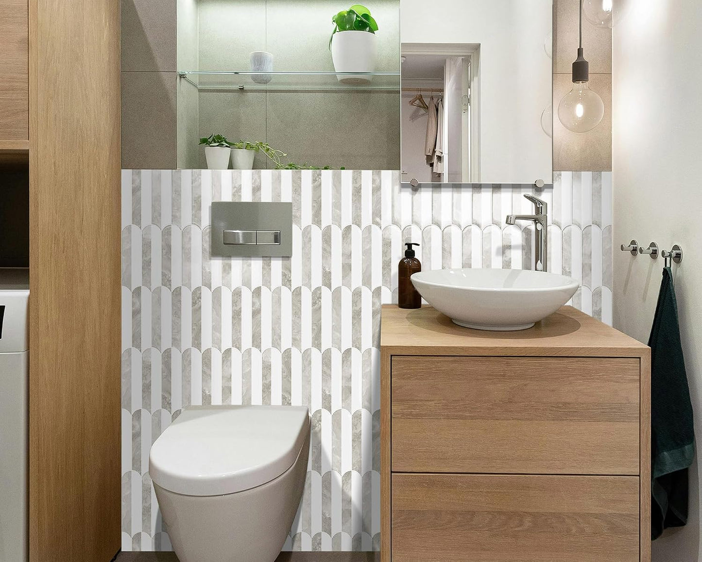 White Kitchen Backsplash Tile Peel and Stick Self Adhesive Tiles for Kitchen Wall (10-Sheet,12"x12")