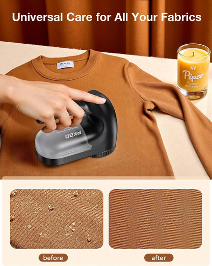 PKBD IPX6 Waterproof Washable Electric Fabric Shaver and Lint Remover, Rechargeable Sweater Defuzzer with 3 Free Extra Blades, Quickly and Effectively Remove Fluff, Fuzz, Bobbles for Clothes, White