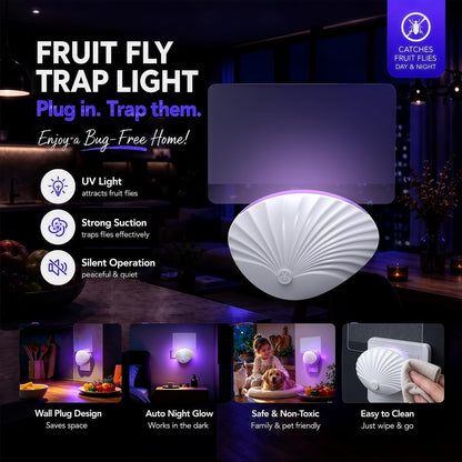 LFSYS Fruit Fly Traps for Indoors, UV Light, 2 Devices + 20 Refills, Clear, Plug-in, for Gnats and Flying Insects