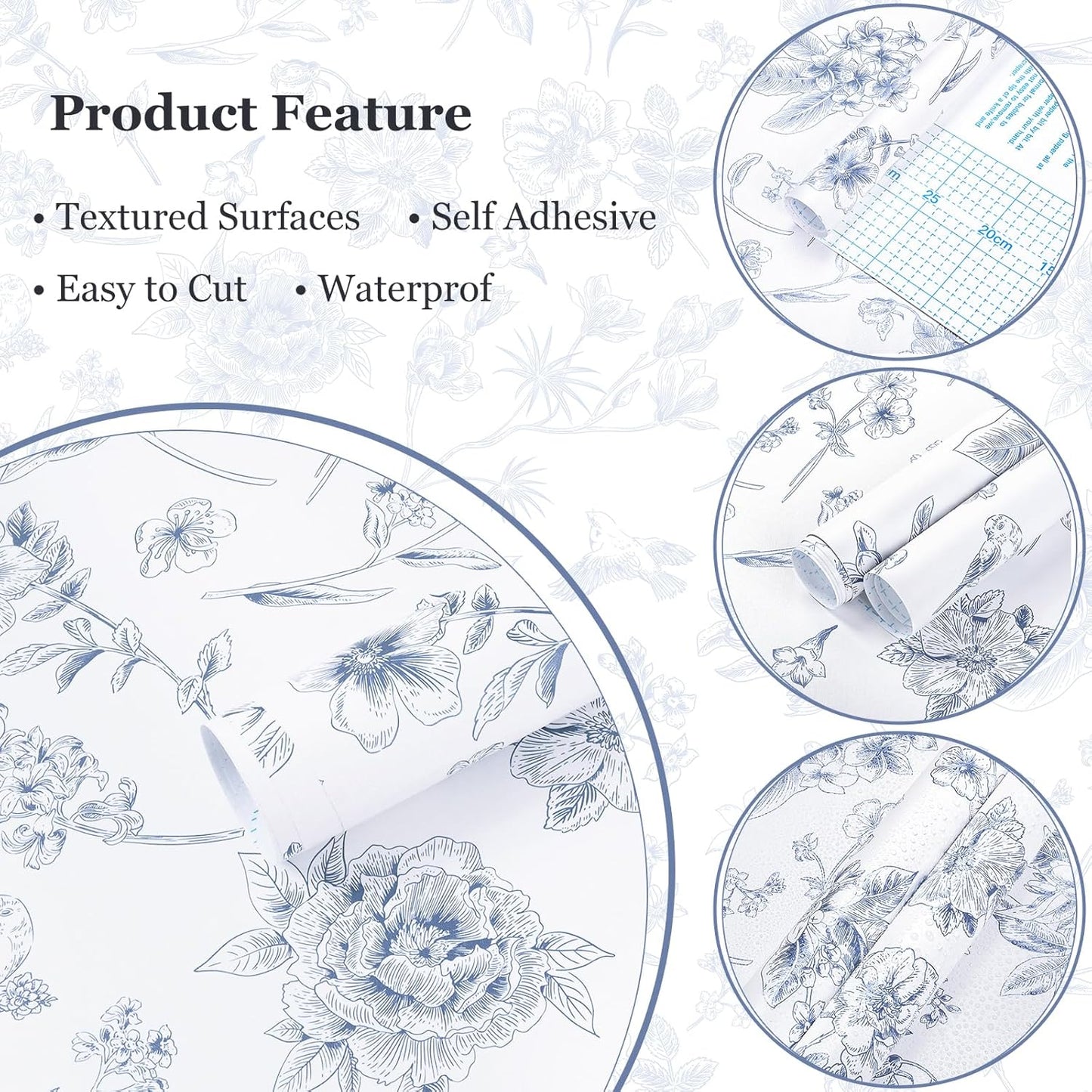 Safiyya Peel and Stick Wallpaper Floral Green and White Leaf Contact Paper for Cabinets 17.3"x 78.7" Self Adhesive Removable Wallpaper for Bathroom Renter Friendly Wall Paper Vinyl Roll
