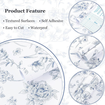Safiyya Peel and Stick Wallpaper Floral Green and White Leaf Contact Paper for Cabinets 17.3"x 78.7" Self Adhesive Removable Wallpaper for Bathroom Renter Friendly Wall Paper Vinyl Roll