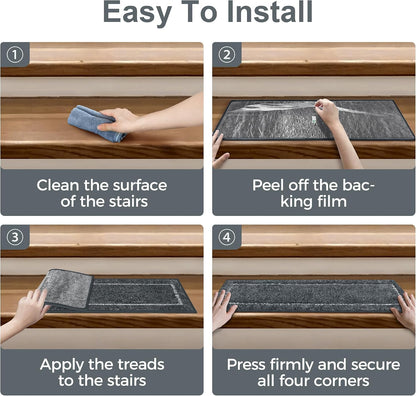 sarben Non Slip Stair Treads for Wooden Steps 15PCS - 8"x30" Indoor Safety Carpet, Edging Mats with TPE Adhesive Backing, Pet and Elderly Friendly Stair Rugs (Taupe) - Colors A