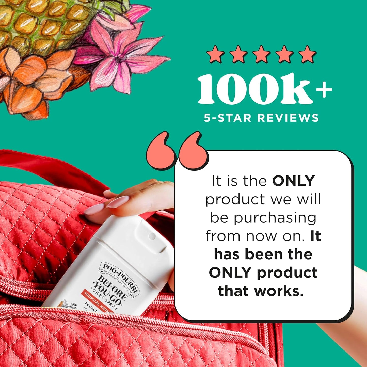 Poo-Pourri Before-You-Go Toilet Spray, Tropical Hibiscus, 2 Fl Oz - Hibiscus, Apricot and Citrus