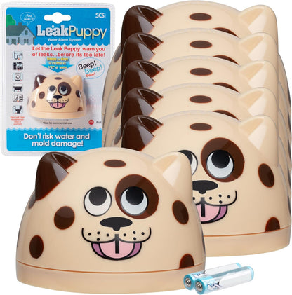 Water Leak Monitoring Sensor with Alarm 1 Pack- Leak Puppy Electronic Flood Detector- Senses as Little as 1/32" of Water - Warning Overflow Alert Sensor Beeps Loudly in Home, Basement- Battery Powered