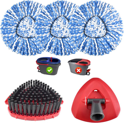 Mop Heads Replacements,Mop Handle,Scrub Brush,Base for Ocedar Rinseclean 2 Tank,Include 2 Microfiber Mops Replace Head,30-58" Adjustable Mop Stick,1 Scrubber Head,1 Spin Base,Bucket not Included