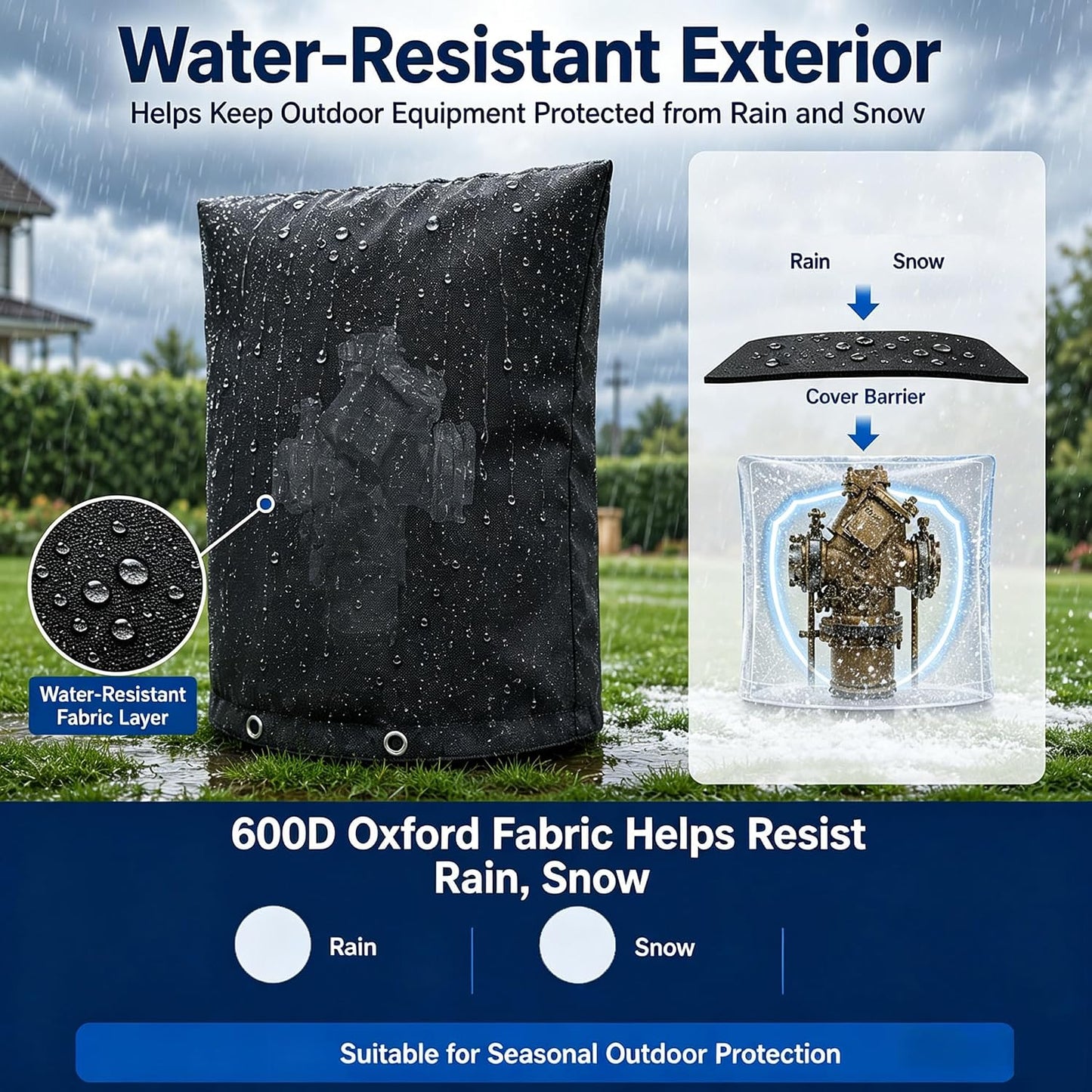 Outdoor Faucet Cover for Winter, Insulated Backflow Cover Freeze Protection | Fits Up to 9” W x 10” H