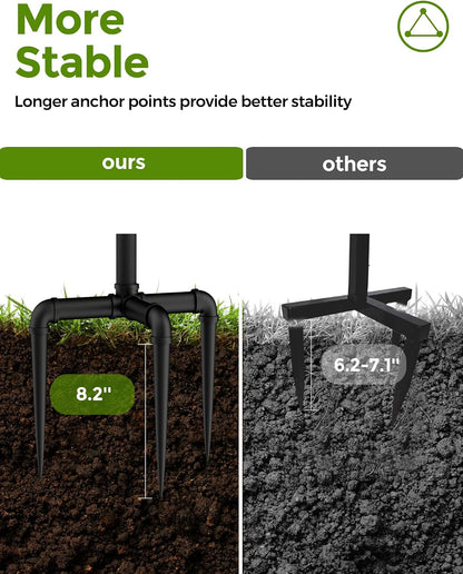 LAND·VOI Freestanding Garden Water Hose Storage Holder Stand for Outside, 160-Ft Hose Heavy Duty Metal Hanger Reel Organizer Outdoor Yard Lawn, Standing Keeper Rack with Ground Stake, Black GHH01BK01