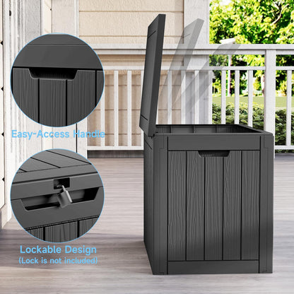 Outdoor Waterproof Resin Storage Deck Box Lockable Outside Bench UV Resistant Bin Patio Porch Furniture Pool Float Garden Tool Cushion (Black, 85 Gallon)