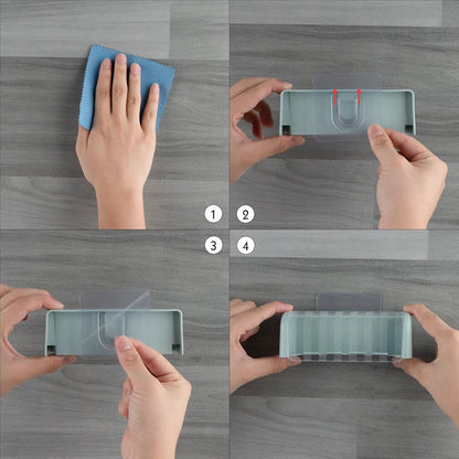 5 Slots Wall Mount Toothbrush Holder with Cover, Self Adhesive Toothbrush Storage Organizer for Shower, Toothbrush Hanger with Automatic Toothpaste Squeezer Dispenser