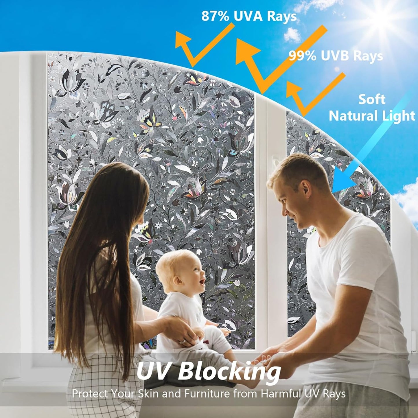 Kromapolis Blackout Window Privacy Film Total Light Blocking Room Darkening Window Covering, Removable Static Cling Frosted Glass Tint, Non-Adhesive, Black 17.5'' x 78.7''
