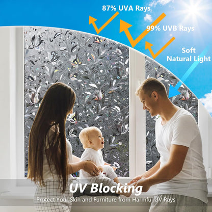 Kromapolis Blackout Window Privacy Film Total Light Blocking Room Darkening Window Covering, Removable Static Cling Frosted Glass Tint, Non-Adhesive, Black 17.5'' x 78.7''