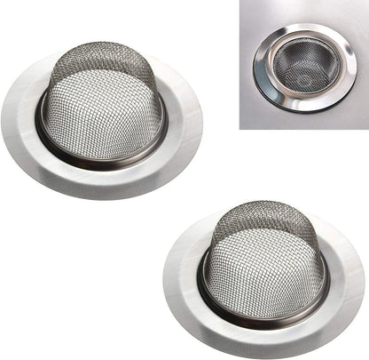 2 Pcs Stainless Steel Kitchen Mesh Silver Sink Strainer Large Wide Rim 4.5" Diameter,Perfect for Kitchen Sinks