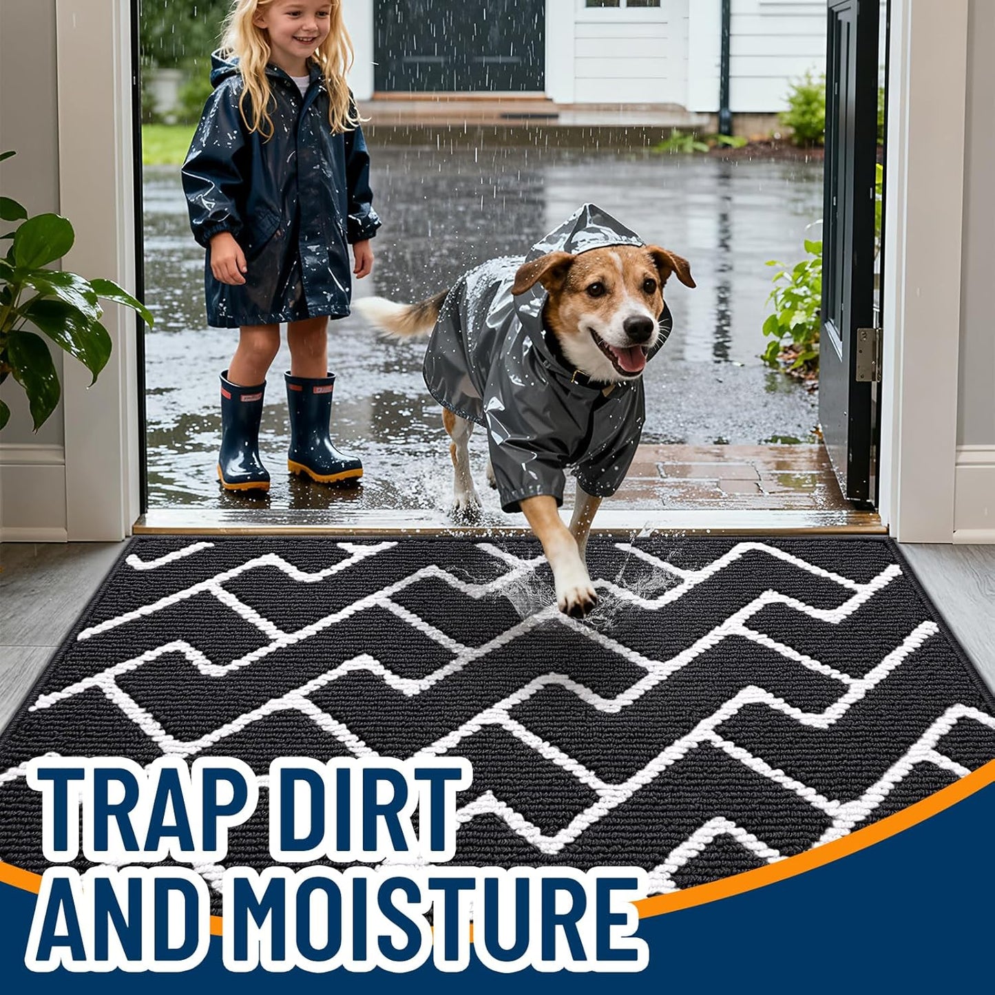 OLANLY Front Door Mat, Non-Slip Rubber Backing, Dirt Resistant and Absorbent, Washable, Easy to Clean Low-Profile Indoor Doormat for Back Door, Entryway, Inside Entrance, 32x20, Grey