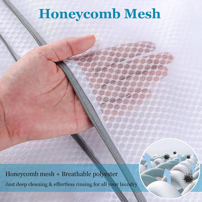 Large Mesh Laundry Bags for Delicates 24 x 24 Inch (Gray XXL -6pcs) | Honeycomb Lingerie Bags for Washing Machine, Travel Storage Organize Bags for Sheets Sweaters Jeans Blankets [6 Pack]