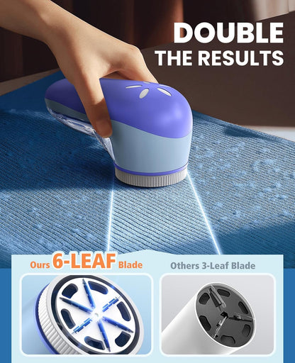 POPCHOSE Fabric Shaver, Lint Shaver for Clothing, Electric Lint Remover with 6-Leaf Blades, Sweater Defuzzer, Clothes Shaver for Couch, Furniture, Blanket, Remove Pilling, USB Rechargeable