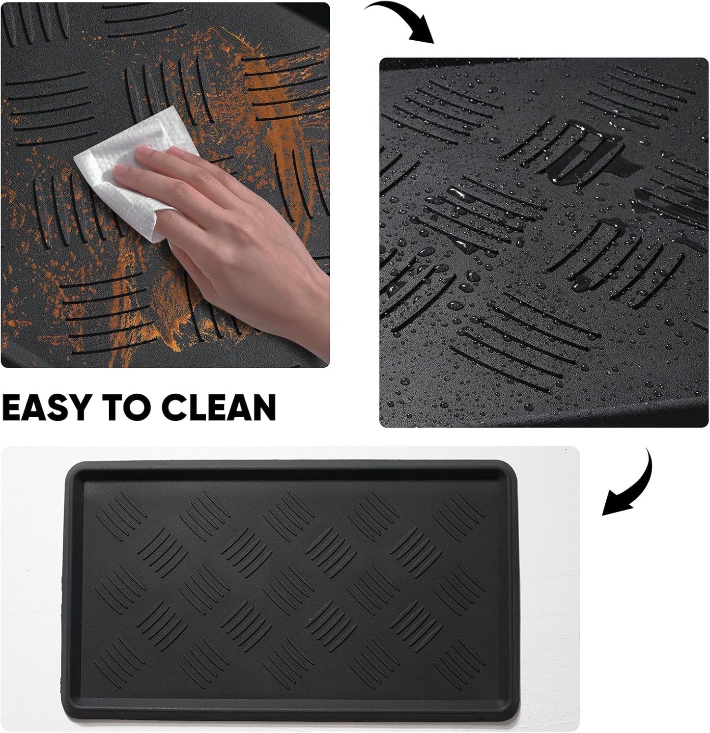 HIYARD Rubber Boot Tray, Shoe Tray for Entryway, Multipurpose Boot Mat, Shoe Mat Indoor and Outdoor, 16x27.5,Black