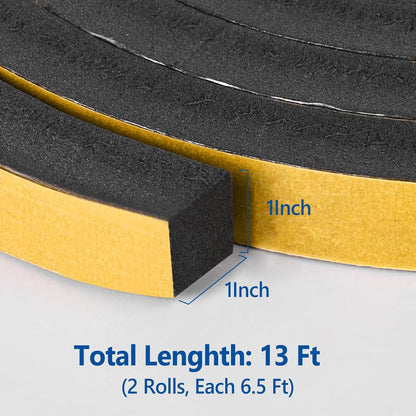 Kikerike Self Adhesive Foam Tape Weatherstrip 1/2In x 1/4In x 16.5Ft High Density Foam Insulation Strips Seal Weather Stripping with Strong Adhesive for Door and Window Sound Isolation Soundproofing