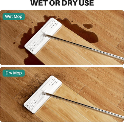 JOYMOOP Mop and Bucket with Wringer Set, Hands Free Flat Floor Mop and Bucket, 60" Mop with 3 Reusable Microfiber Pads, Wet and Dry Use, Floor Cleaning System