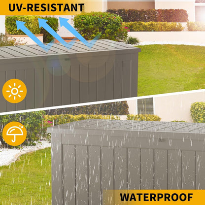 Outdoor Storage Box 325GAL Waterproof Resin Deck Box,Pool Accessories Supplies，UV-Resistant Lockable Package Delivery Bin for Garden Tools,Large Patio Outside Cushions,Chest,Furniture,Black
