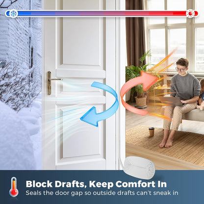 40FT Weather Stripping Door Seal, Kerf Style Foam Strip for Large Gaps, with Scraper Tool for Exterior and Interior Frames, White