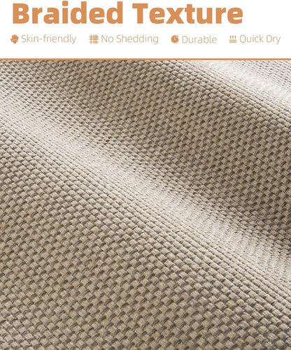 PADOOR Non-Slip Bath Mat With Rubber-Backing, Braided Absorbent Machine Washable Thin Rug for Bathroom Floor, Quick Dry, Fits Under Door, 17''x24'' Beige