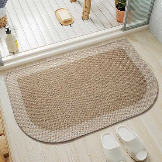 YDKGL Ultra Thin Bathroom Rugs Mat Quick Dry Absorbent Non Slip Bath Mat Bath Mats for Bathtub Mat Bathroom Carpet Fit Under Door Washable Floor Rubber Half Round Bath Rugs Grey 16x24