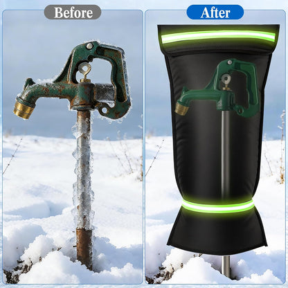 Outdoor Faucet Cover for RV Park Water Spigot, 35"H x 15"W Insulated Outside Faucet Cover Freeze Protection for Winter & Summer, Reusable Long Faucet Sock Fit for Yard Hydrant Hose Bib,Black