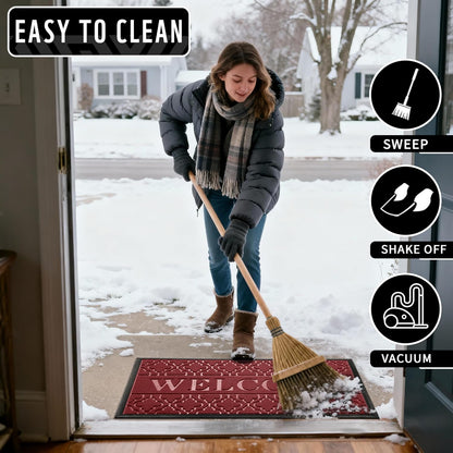 Yimobra Welcome Mat Outdoor Indoor, All-Weather Waterproof Front Door Mat Outside Entrance, Non-Slip Low Profile Porch Patio Doormat, 29.5x17, Black