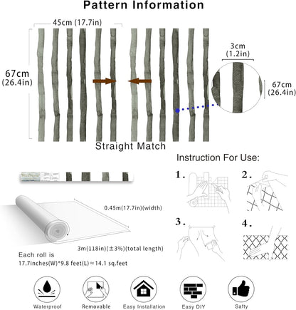 HAOKHOME Blue Wallpaper Peel and Stick Wall Paper Striped Coastal Boho Removable Indigo Blue/White Vinyl Self Adhesive for Bathroom Decor 17.7in x 32.8ft