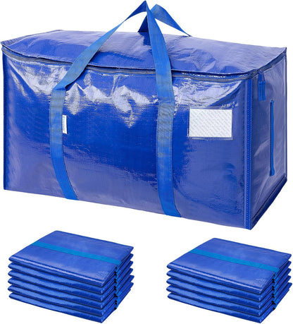 TICONN 4 Pack Extra Large Moving Bags Heavy Duty with Zippers & Carrying Handles, Durable Storage Bags Moving Boxes for Closet Organizers and Storage (4 Pack, Blue)