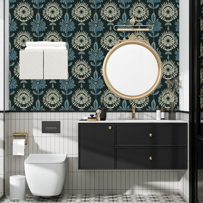 BOKEBEVE Leaves Contact Paper Floral Wallpaper Stick and Peel Boho Damask Wall Paper for Liner Drawer Cabinet Backsplash Renter Friendly Waterproof 17.5 x 118In