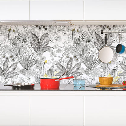 Wudnaye Boho Peel and Stick Wallpaper Catus Wallpaper 17.7" x 118.1"Vintage Floral Wallpapers Peel and Stick Botanical Removable Wall Paper Boho Self Adhesive Contact Paper for Bathroom Cabinets