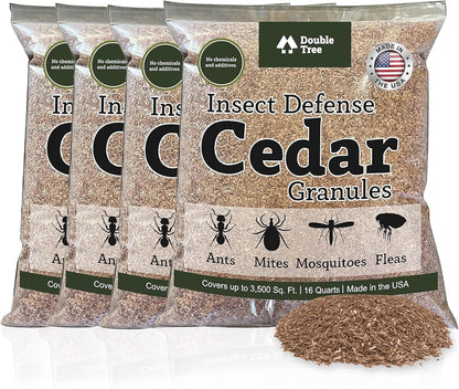Double Tree Home and Garden Cedar Granules | Repels Fleas, Ticks, Ants, and Mosquitos | Rich Cedar Scent | Non Toxic | Pet Safe | 1 Bag (16 Quarts)