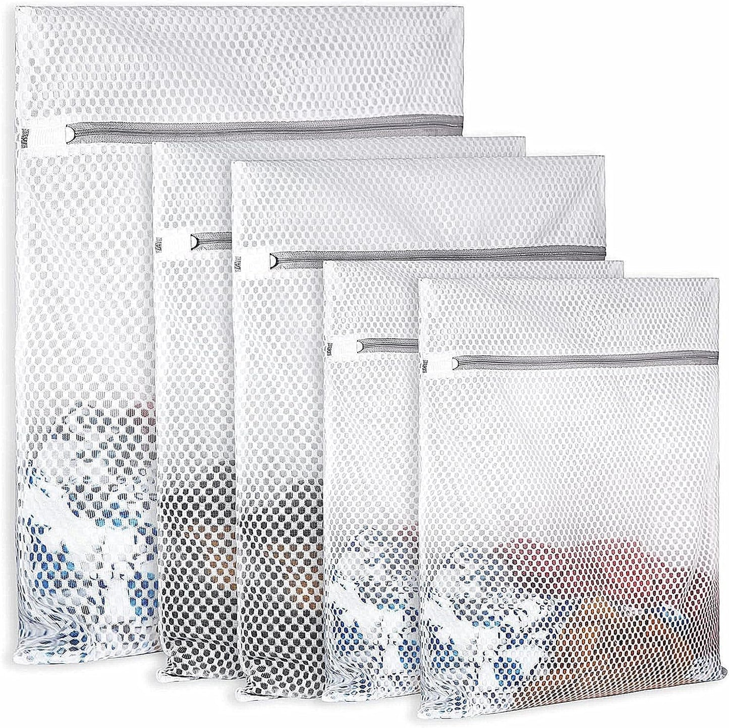 Mesh Laundry Bags for Delicates,Durable Zipper Wash Bags for Delicates, Lingerie, Bras, Underwear, Baby Clothes - Protect Garments in Washing Machine, 5-Piece Set (3 sizes)
