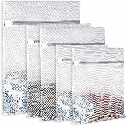 Mesh Laundry Bags for Delicates,Durable Zipper Wash Bags for Delicates, Lingerie, Bras, Underwear, Baby Clothes - Protect Garments in Washing Machine, 5-Piece Set (3 sizes)