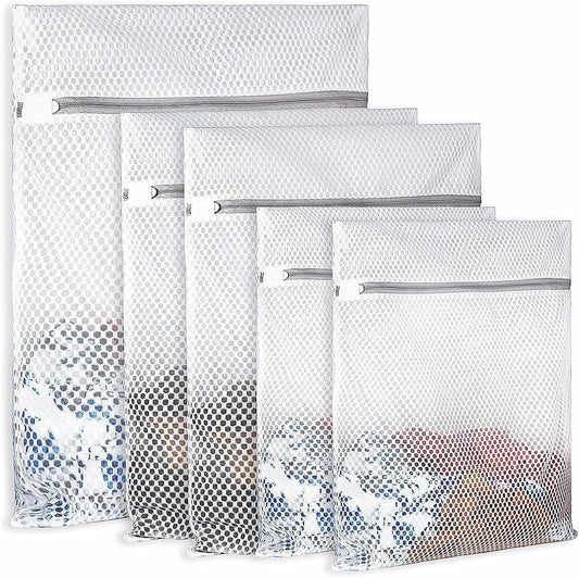 Mesh Laundry Bags for Delicates,Durable Zipper Wash Bags for Delicates, Lingerie, Bras, Underwear, Baby Clothes - Protect Garments in Washing Machine, 5-Piece Set (3 sizes)