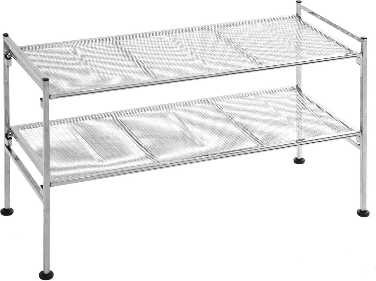 Seville Classics Sturdy Freestanding Storage Shelf for Bedroom, Closet, Entryway, Dorm Room Organizer Stackable Durable Metal Shoe Rack Ash Gray Slat, 3-Tier